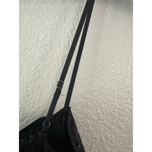 Free People All That Glitters Lace Mini Dress Black Goth Fairy Grunge Large NWOT - Picture 9 of 10